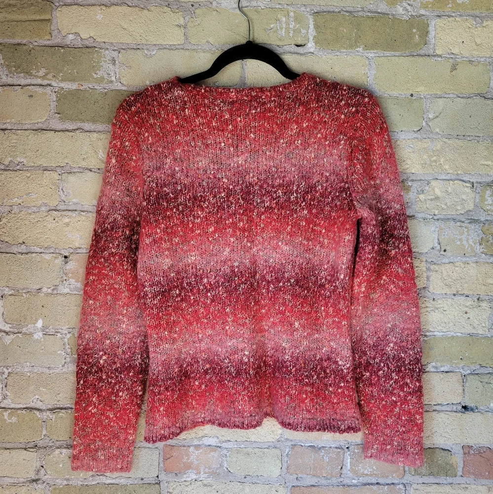Vintage Talbots 90s Alpaca Mohair Cherry Striped Sweater Womens Size Medium - Picture 4 of 6